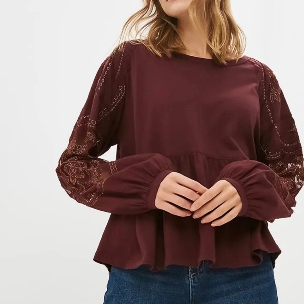 Free People embroidered penny tee size xs